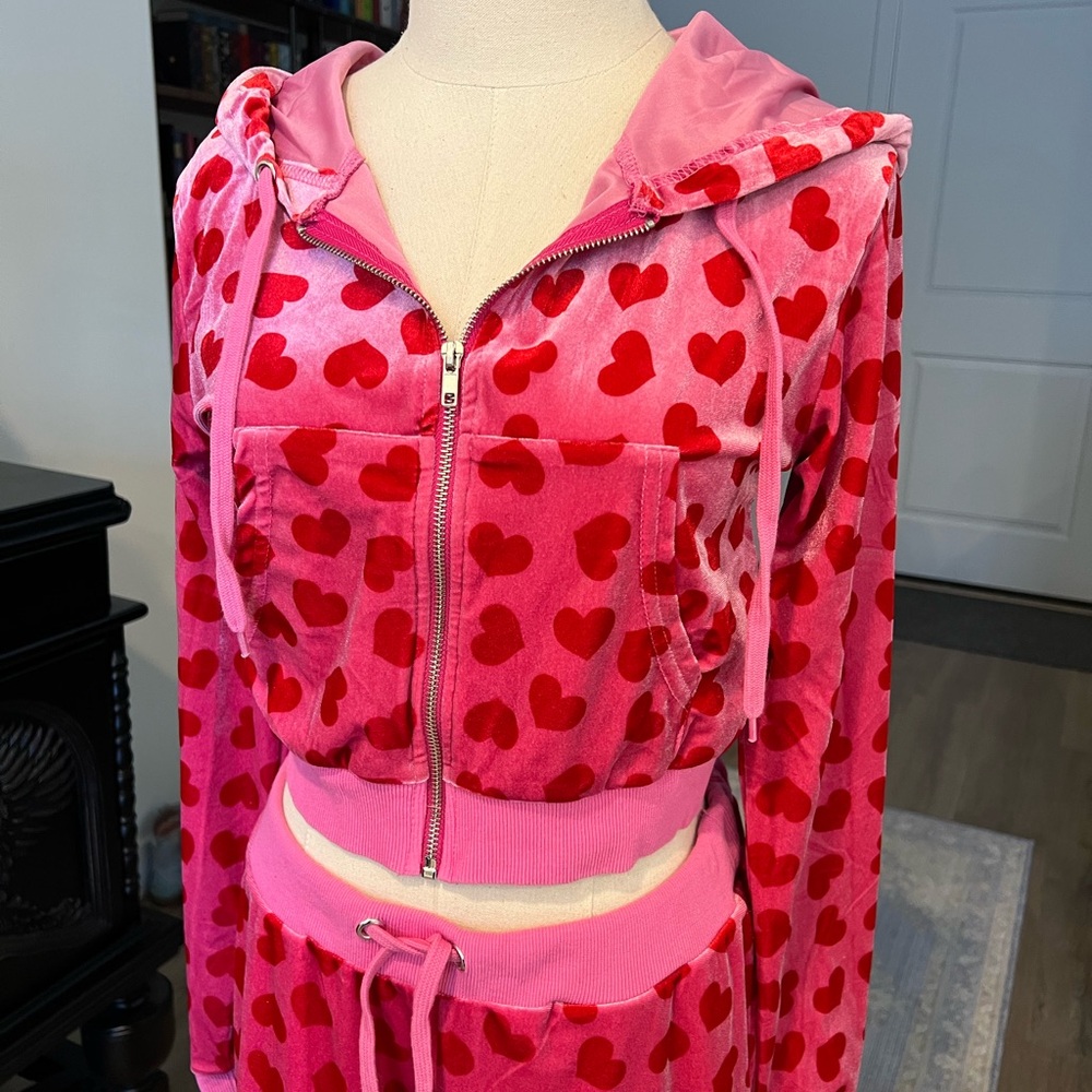 Sugar Thrillz Pink Velour Top (M) & Pants (L) - Picture 2 of 9